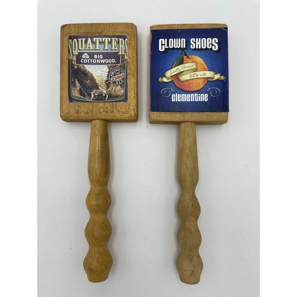 Squatters Clown Shoes Beer Tap Handles Wood Bar Decor Craft Brewery